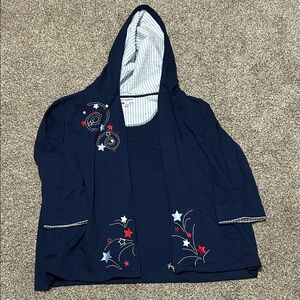 breckenridge Navy and Light Blue Striped Hoodie